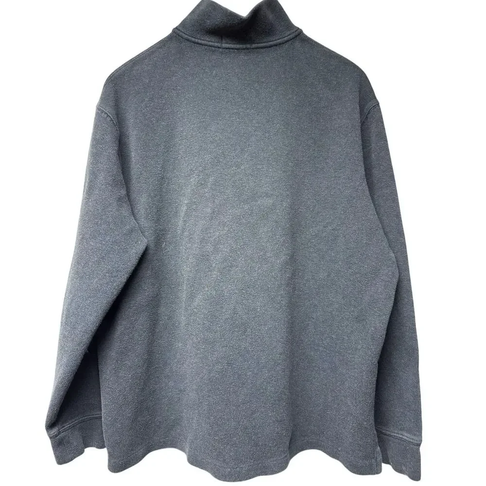Polo Ralph Lauren Men’s Gray Logo Quarter Zip Size XL Cotton Preppy *Flaw